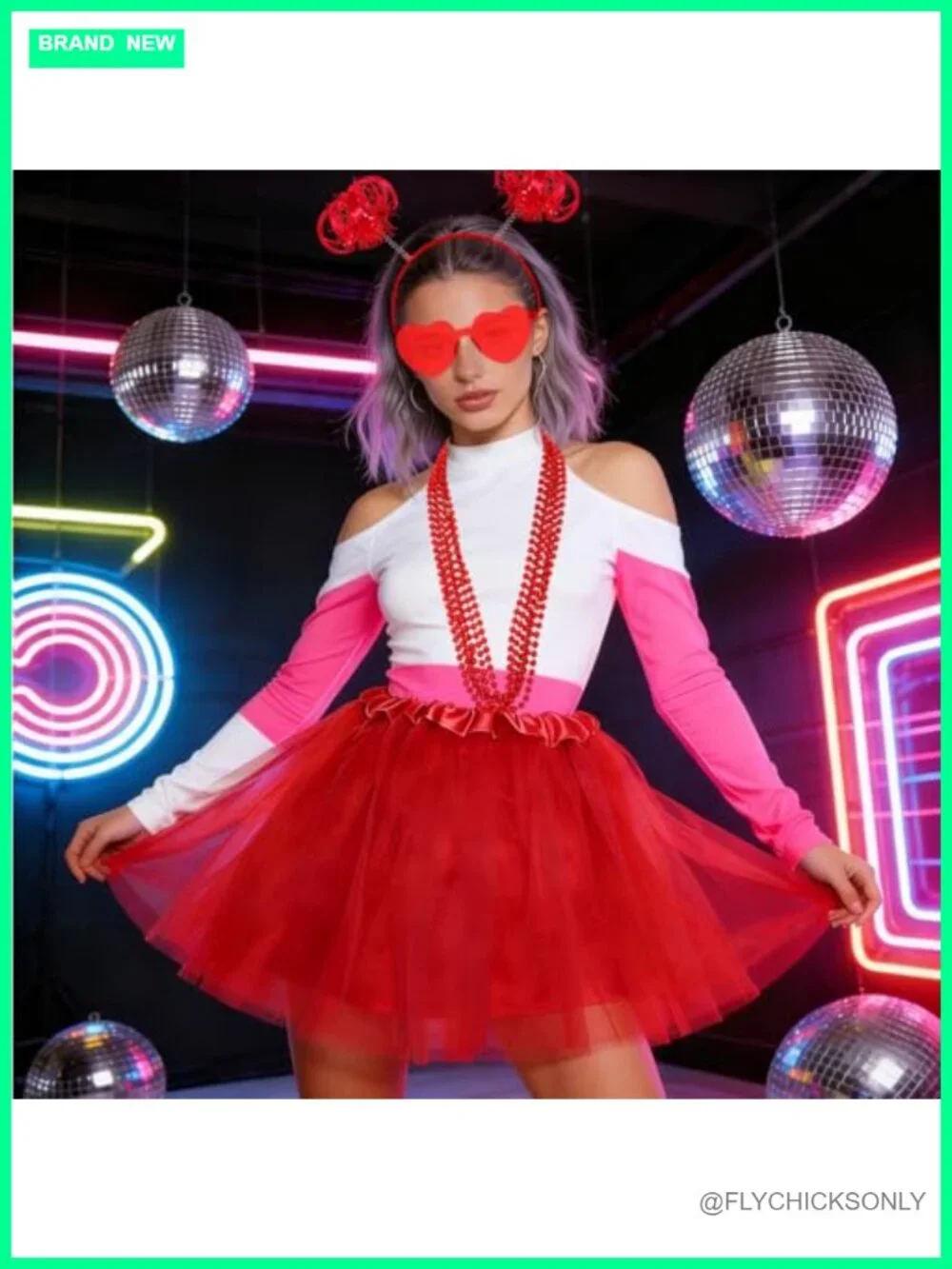 Women's Tutu Costume Accessory Set with Headband, Tulle Skirt, Sunglasses &